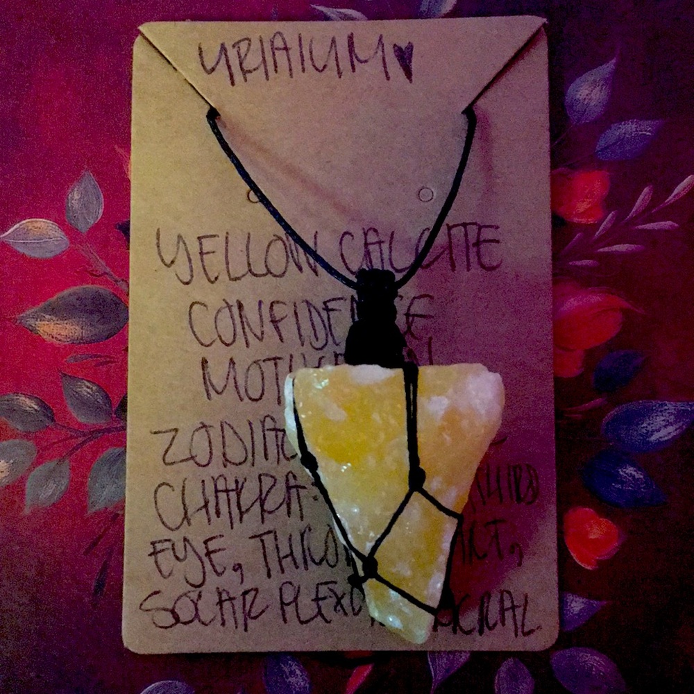 Yellow Calcite net wrapped necklace
